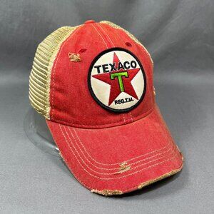 Texaco Gasoline Headmost Snapback Hat Slouch Red Oil Trucker Mesh Patch Dad Mens